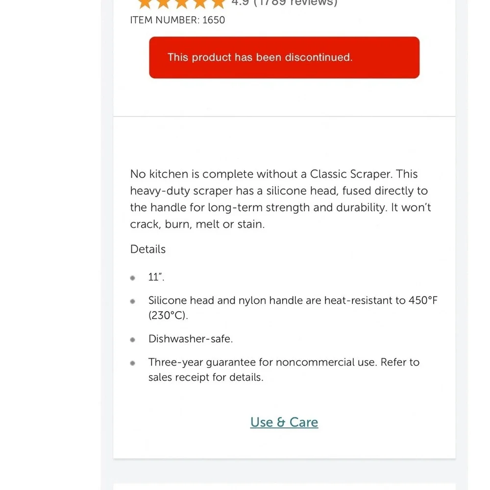 New sealed Pampered chef classic scraper 1650 | discontinued product